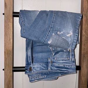 High Waisted Super Stretch Jeans | Light Denim with Distressed Front